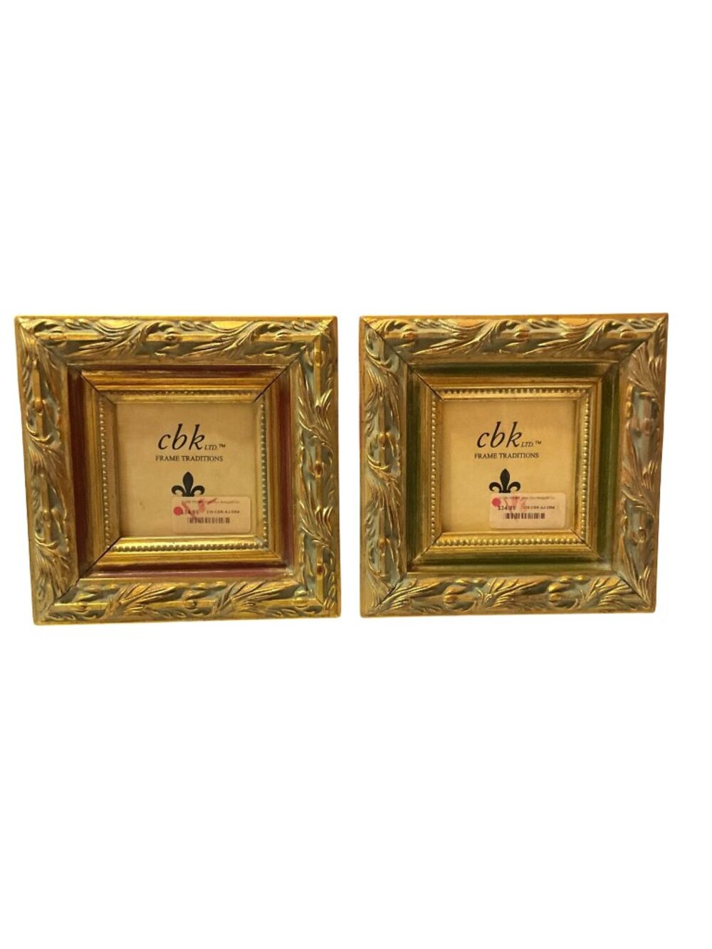 CBK Ltd Frame Traditions Ornate Vine Design Antique Gold Frames 4x4 Set Of 2